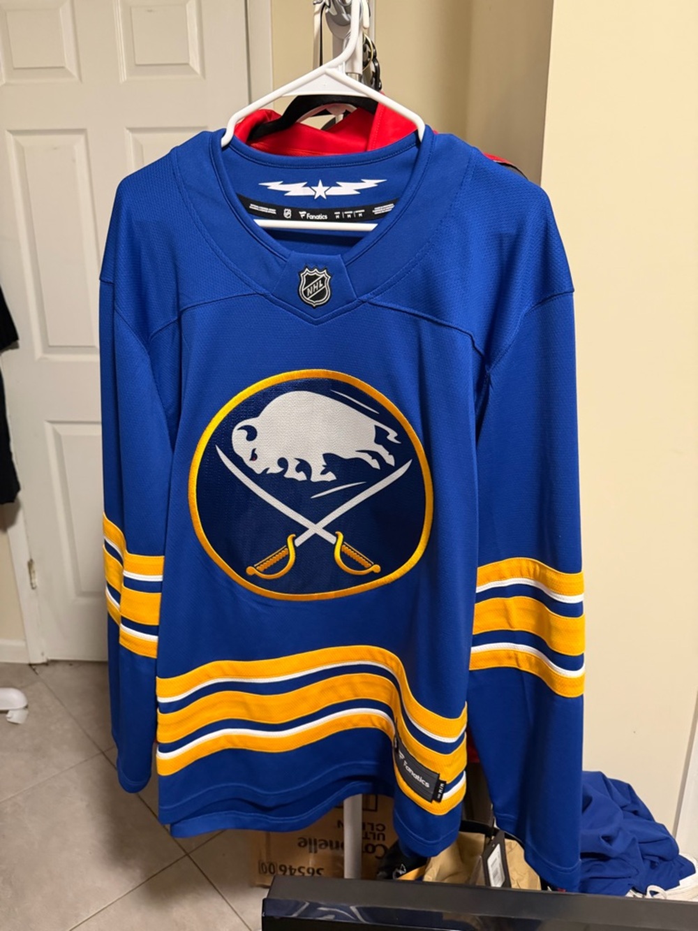Fanatics Blue and Red NHL Fan Jersey with Gold Accent